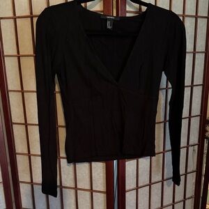 Forever 21 Elegant Black V-Neck Blouse